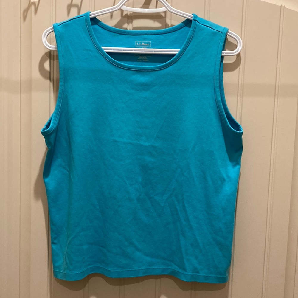 L.L. Bean Women’s Sz LP Tank Top 100% Breathable Supima Cotton Wide Straps Teal
